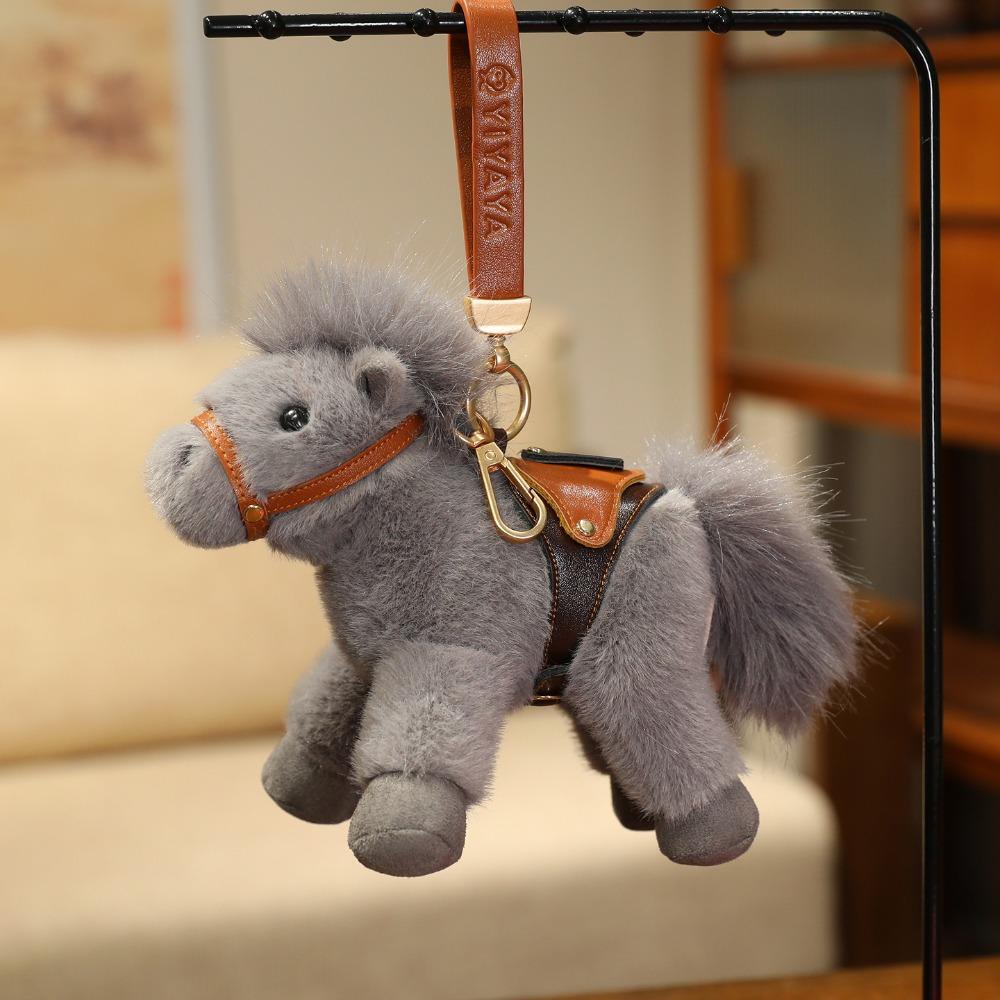 Cartoon Horse Stuffed Toy Keychain Stuffed Simulation Horse Toy Keychain Christmas Gift