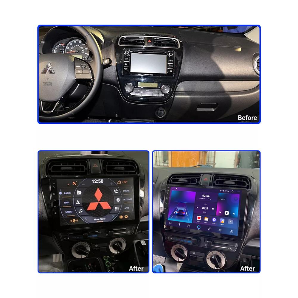 Android Carplay Автомагнитола Для Mitsubishi Mirage Attrage 2012-2018 Мультимедийный Плеер Головное Устройство Стерео GPS Навигация BT WIFI 4+64ГБ