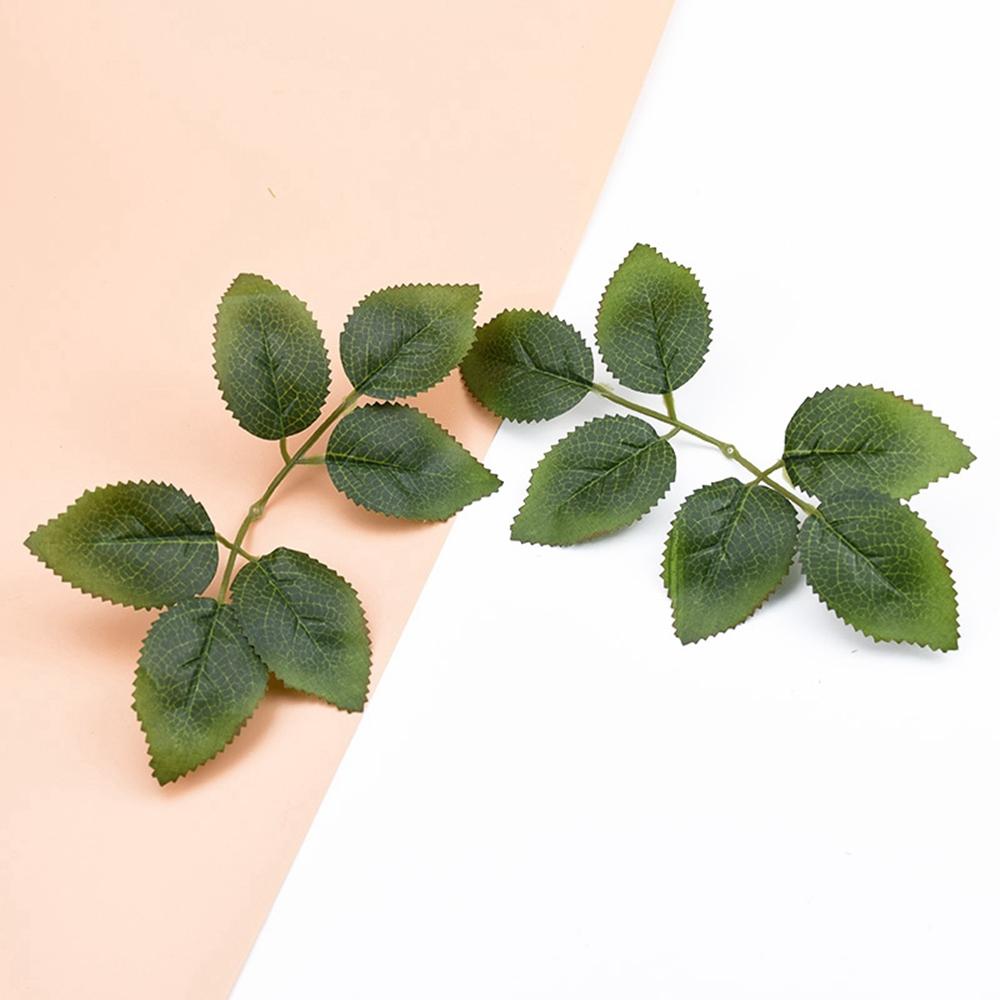 10/50pcs Home Decoration Wreaths Bridal Accessories Green Leaf Artificial Rose Leaves Fake Plants