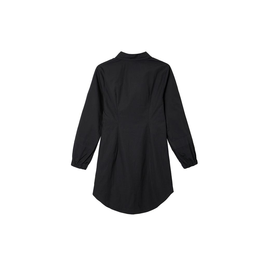 Nike Платье с логотипом, однотонным принтом, воротником-молнией, длинными рукавами, женские платья, черное DV8031-010