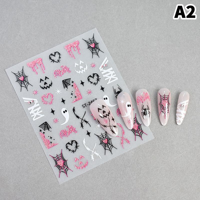 1/4Pcs Halloween Cute Spider Nail Stickers Slide Decals Manicure Decoration Nail Supplies for Creative Nail Design