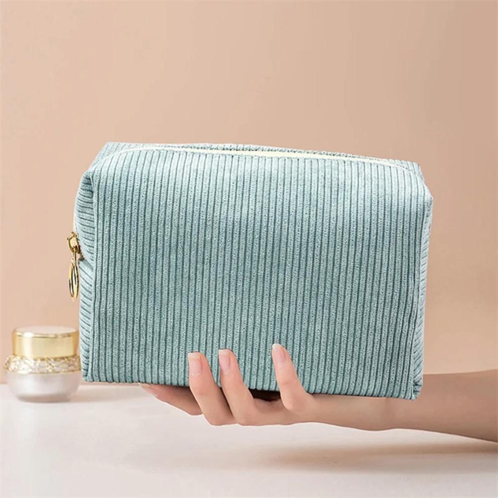 Large Capacity Pencil Case Corduroy Toiletry Organizer Fashion Velvet Makeup Pouch  Lady