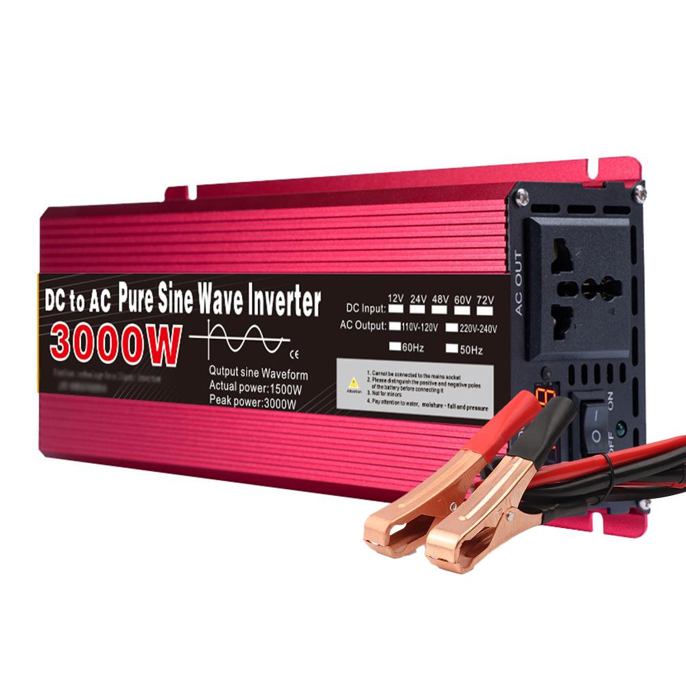 2000 Вт Автомобильный солнечный инвертор постоянного тока 12 В в переменный ток 220 В Синусоидальный преобразователь Автомобильный инвертор Уличный аварийный источник питания