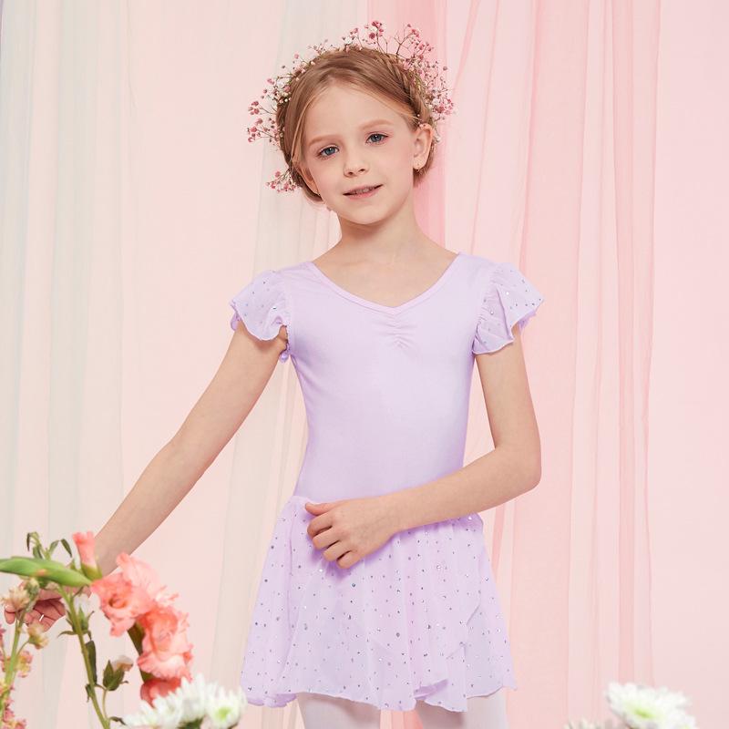 Girls' Summer Ballet Dance Dress - Short-Sleeved Toddler Chinese Skirt