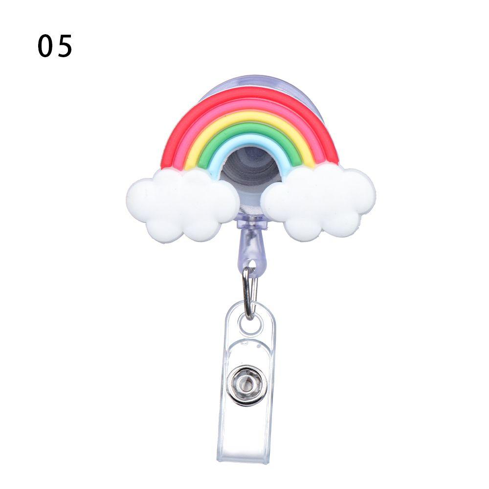 Clip Fruit Accessories Flower Cartoon Silicone Badge Reel ID Badge Card Clips Colorful Badge Holder
