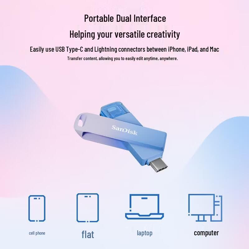 SanDisk Creator Двух-интерфейсный USB-C и Lightning Флеш-накопитель