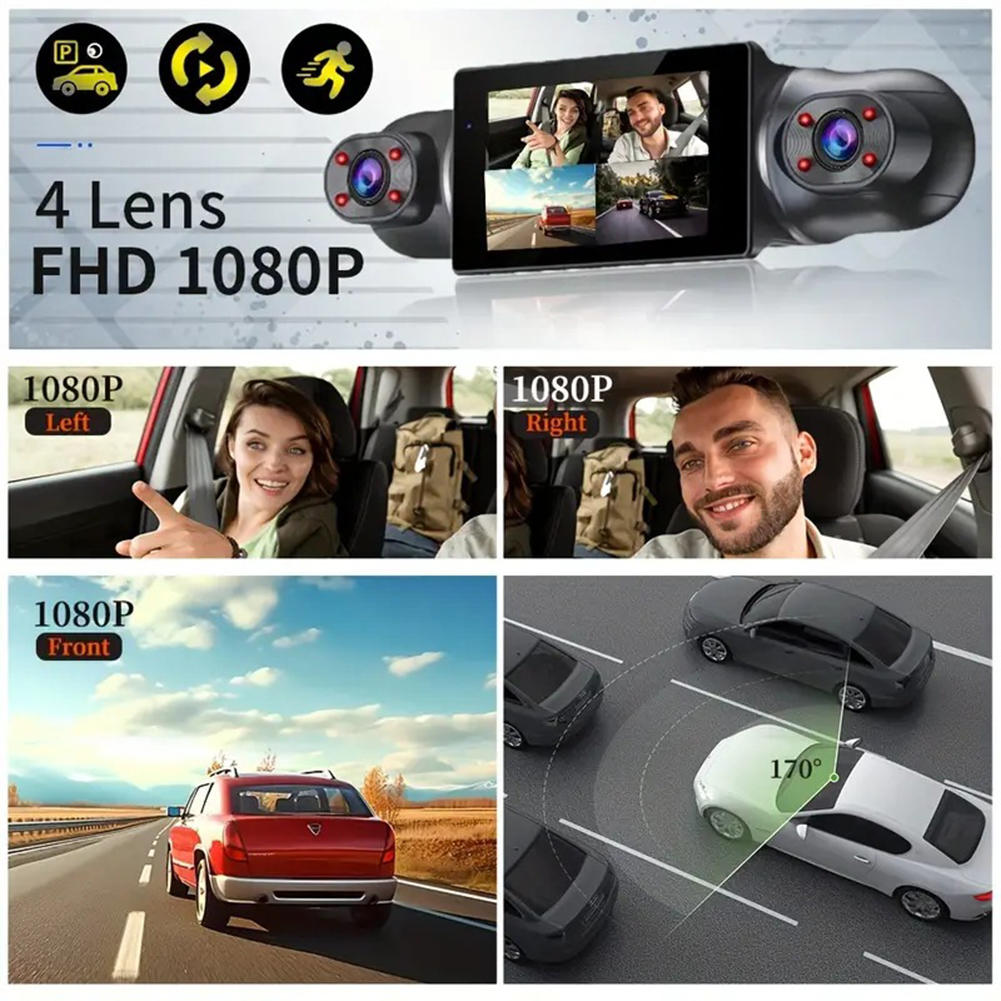 4 канала видеорегистратор HD 1080P автомобильный видеорегистратор WiFi 4 камеры автомобильный видеорегистратор ночное видение монитор парковки циклическая запись