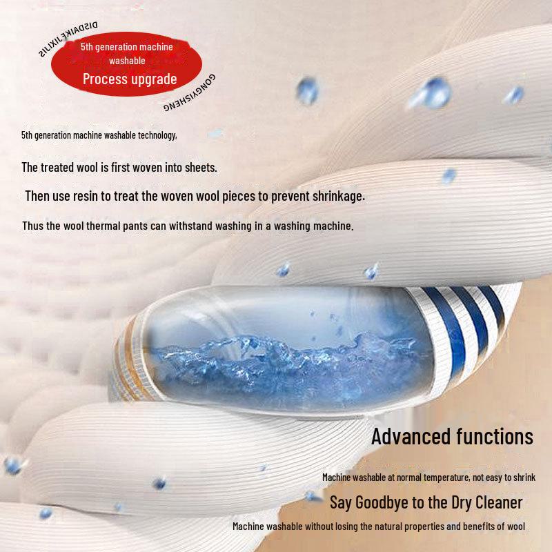 Мужские брюки с высокой талией из смеси хлопка и шерсти для магнитной терапии — утолщенные, отшлифованные, пригодные для машинной стирки, для тепла осенью/зимой.