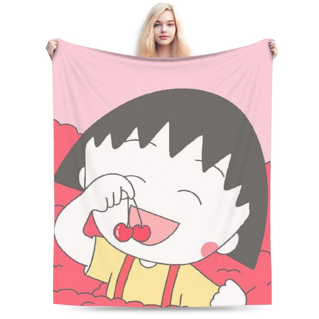 Anime Chibi Maruko Chan Blankets Coral Fleece Plush All Season Portable Soft Throw Blanket for Sofa Car Bedding Throws