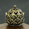 Retro Copper Small Lotus Hollow Out Incense Stick Burner Brass Incense Holder