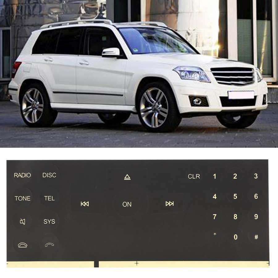 Наклейки на кнопки автомобильного радиоприемника для автомобилей Mercedes Benz C, E, GLK и W класса 2008-2014 гг.