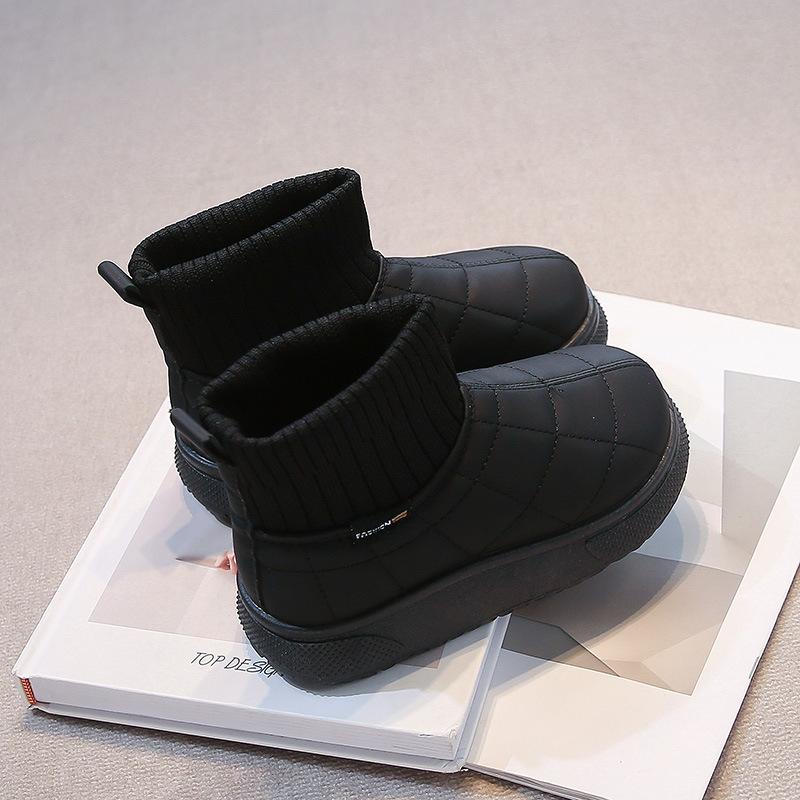 Girls Snow Boots 2025 Winter New Children's Fleece Thickened Cotton Shoes Boys' Warm Short Boots Medium and Older Socks Boots