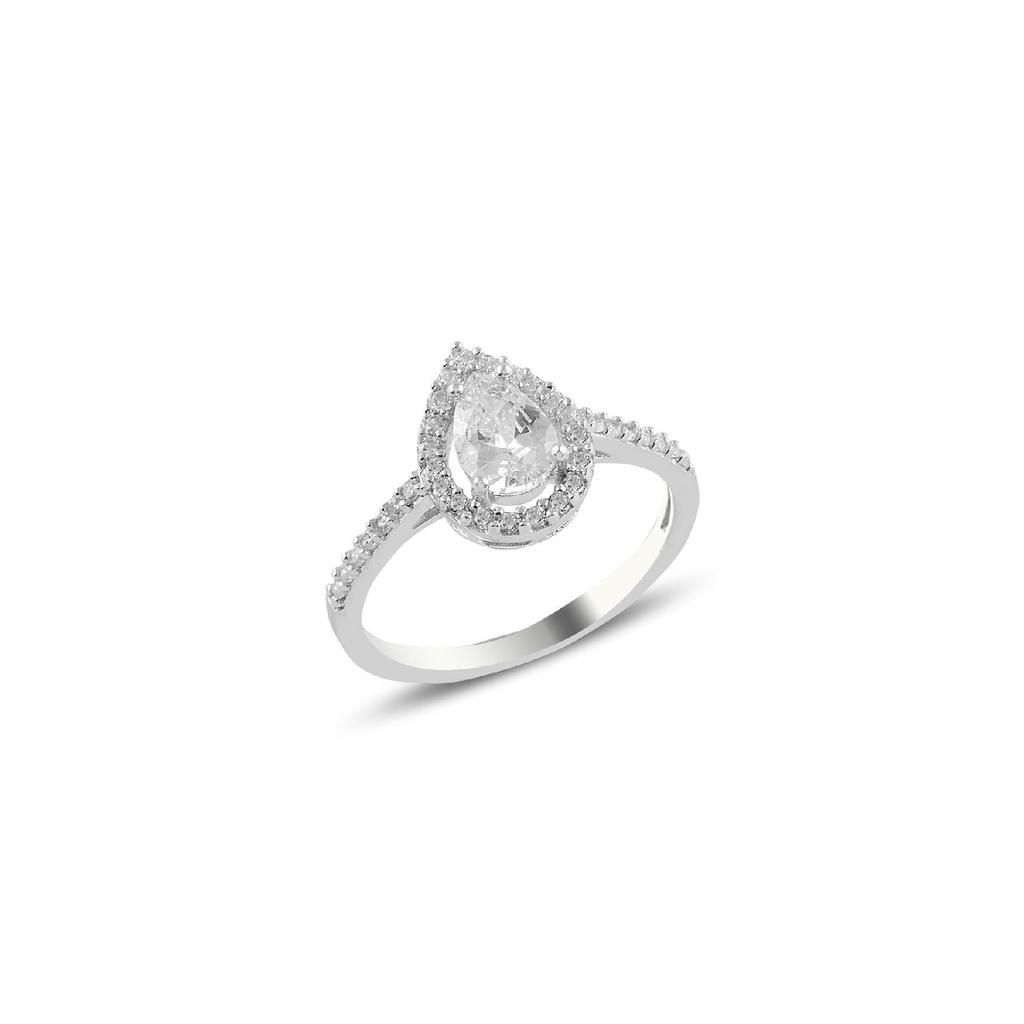 Серебряное кольцо с подвеской из родия и сапфира