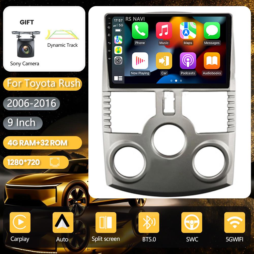 Autoradio Stéréo Android 16 pour Toyota Rush DAIHATSU TERIOS 2006-2016 avec Carplay Auto, Unité Centrale Stéréo RHD Snapdragon