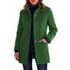 Ladies' Casual And Fashionable Solid Color Button Up Collar Woolen Coat