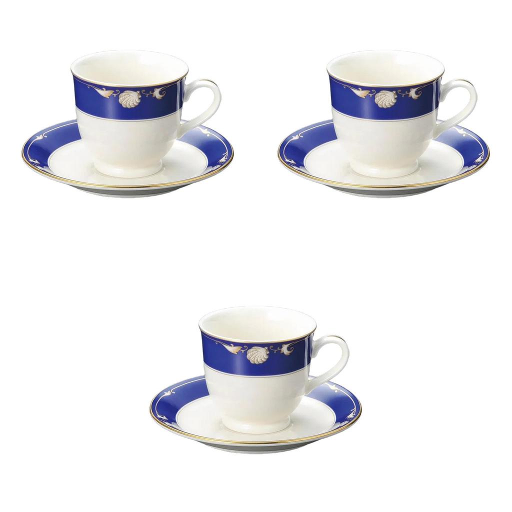 Set of 3 NB Royal Shell American Cups and Saucers X Cups and Saucers by Setomonohonpo [8.6 7.6 Cm, 220cc]