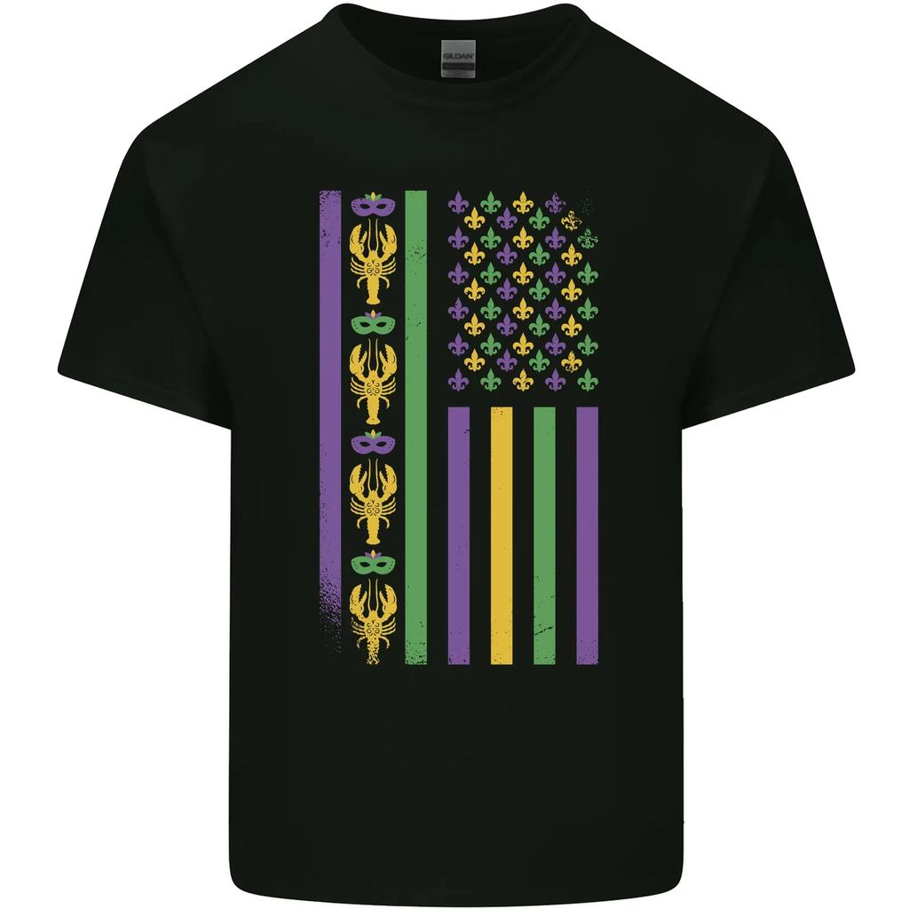 USA Mardi Gras American Flag America Kids T-Shirt Childrens