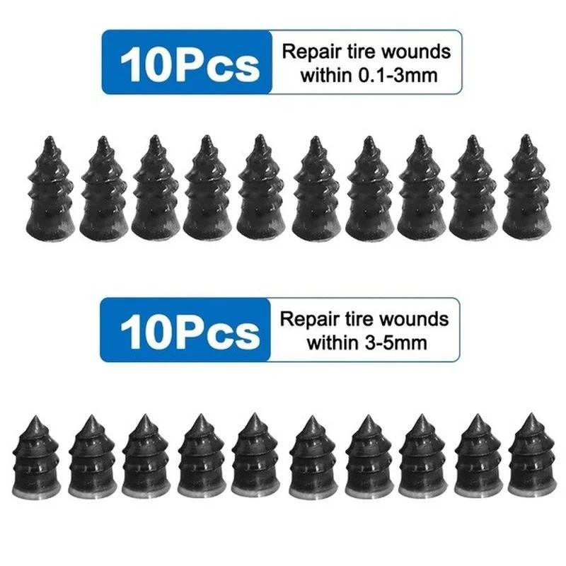 10pcs Vacuum Tyre Repair Nail Tire Puncture Screws Motorcycle Fitting Set Tubeless Wheel Repairs Punctures Kit Patches for Car
