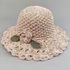 Пляжная шляпа, женская шляпа от солнца с цветочным узором ручной работы и широкими полями, защита от ультрафиолета, складная вязаная крючком соломенная кепка для летних пляжных путешествий