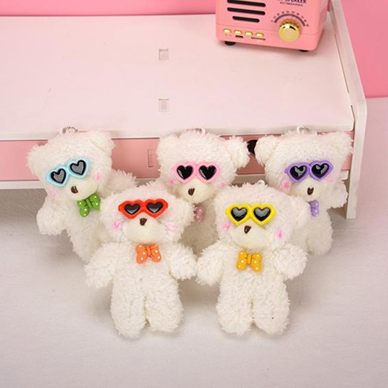 Мультяшный медведь кукла милый плюшевый румянец очки медведь брелок кулон мягкая игрушка сумка украшение пара друзья аксессуары дети подарок