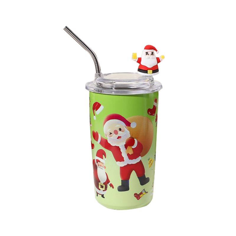 Набор кружек на рождественскую тематику 16 унций, небьющиеся металлические дорожные кружки с соломинками, идеальные подарки на Хэллоуин, День святого Валентина, Рождество