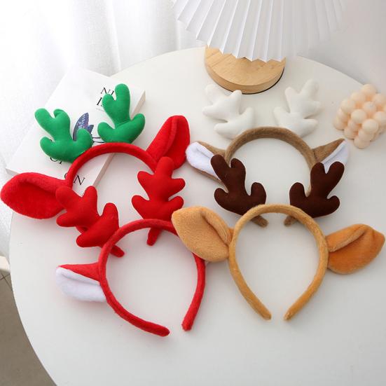 Christmas Headband Antler Decor Hair Hoop Festive Reindeer Design Headgear Women Elastic Comfortable Xmas Hair Accessories