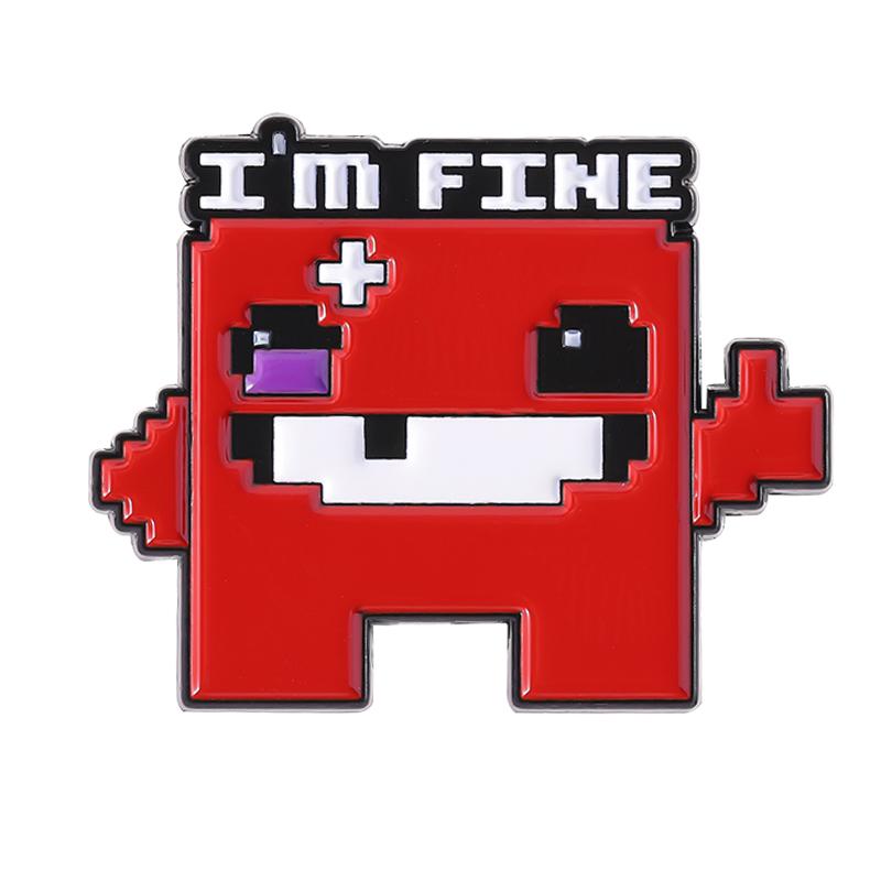 Jumping Game Enamel Pins Custom I'M FINE Brooches Lapel Badges Clothes Funny Jewelry Gift for Kids Friends