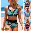 2024 Women High Waist Tankini Summer New Design Printing Swimwear Swimsuit Bikini Bathing Suit Two Piece Set Beach Weart XS-8XL