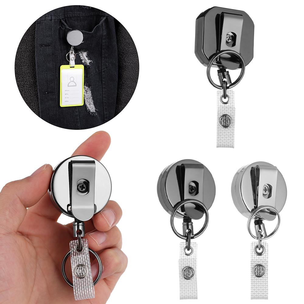 Metal Retractable Key Ring Retractable Key Chain ID Card Badge Holder Badge Reel Clip Lanyard Clip