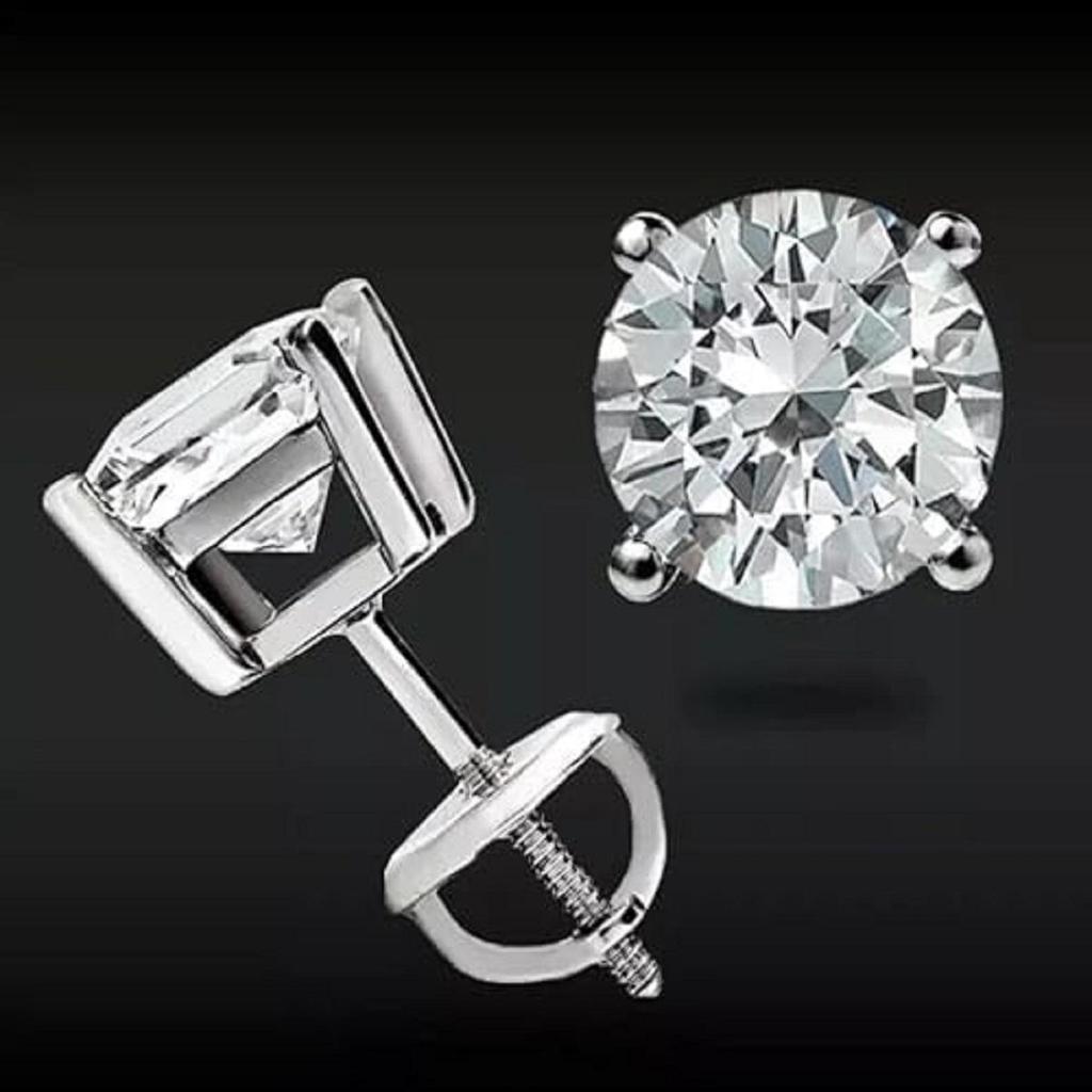 Jewels Prim 1.50 Ct Round Cut Diamond Stud Earrings 14K White Gold Screw Back Earrings For Women's Regular Wear