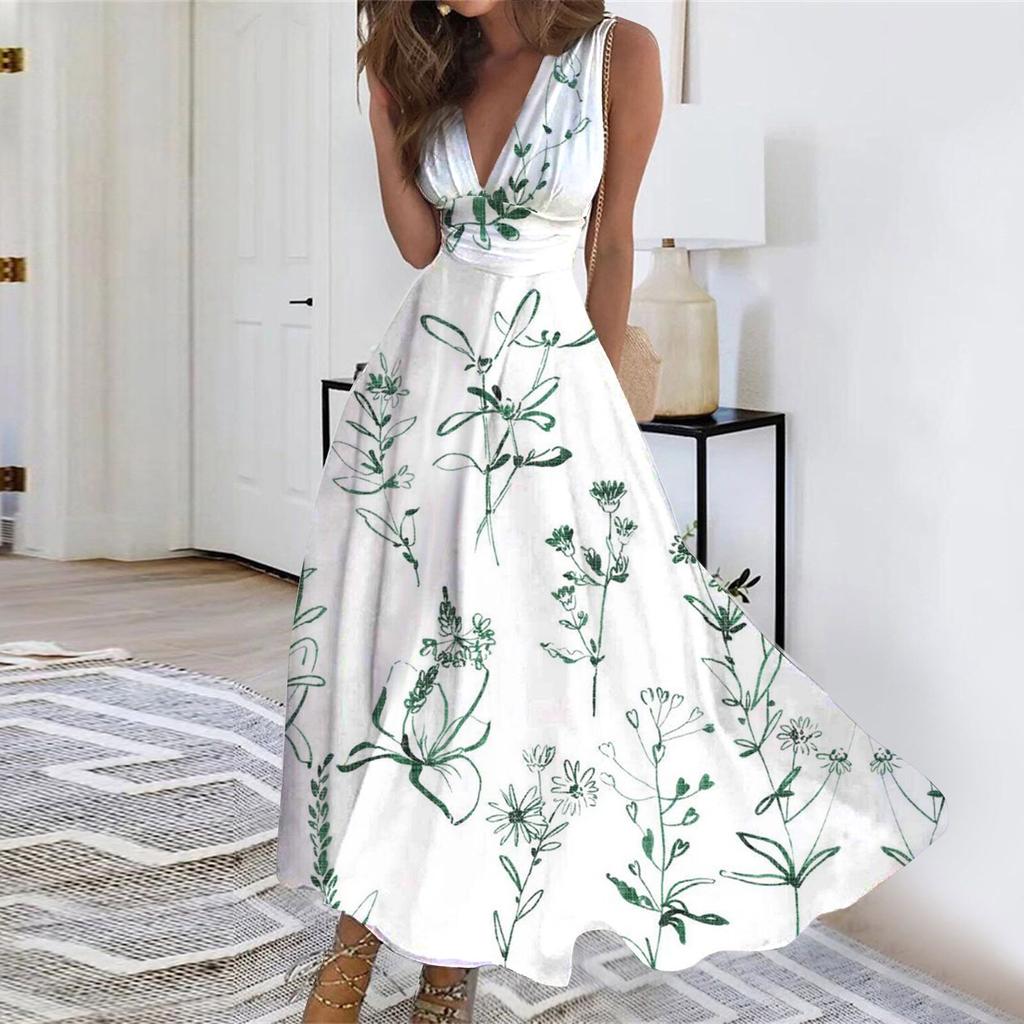 Women's Long Dress Maxi Dress Casual Dress Swing Dress A Line Dress Floral Fashion Streetwear Outdoor Daily Date Print Sleeveless V Neck Dress