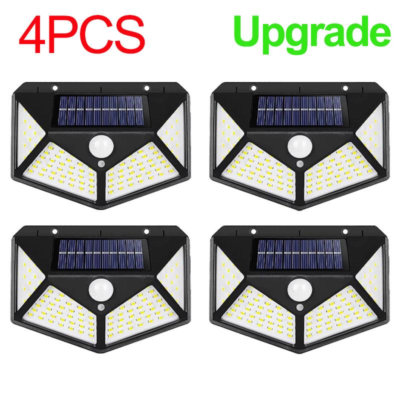 1/2/4Pcs 100 LED Solar Wall Lights Outdoor Solar Lamp Motion Sensor Solar Powered Sunlight Street Light for Garden Night Light