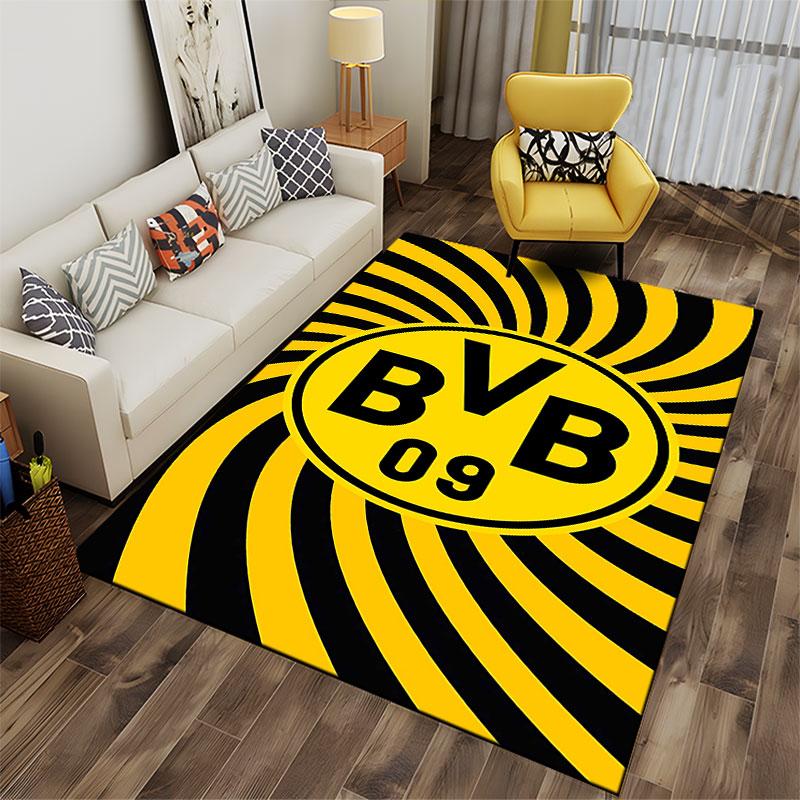 Yellow Black Spiral Logo Carpet suitable as a non-slip mat for the living room or bedroom sofa