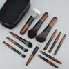12Pcs Compact Mini Makeup Brush Set Wood Handle Eyeshadow Make Up Kit Lip Liner Brush Set Travel