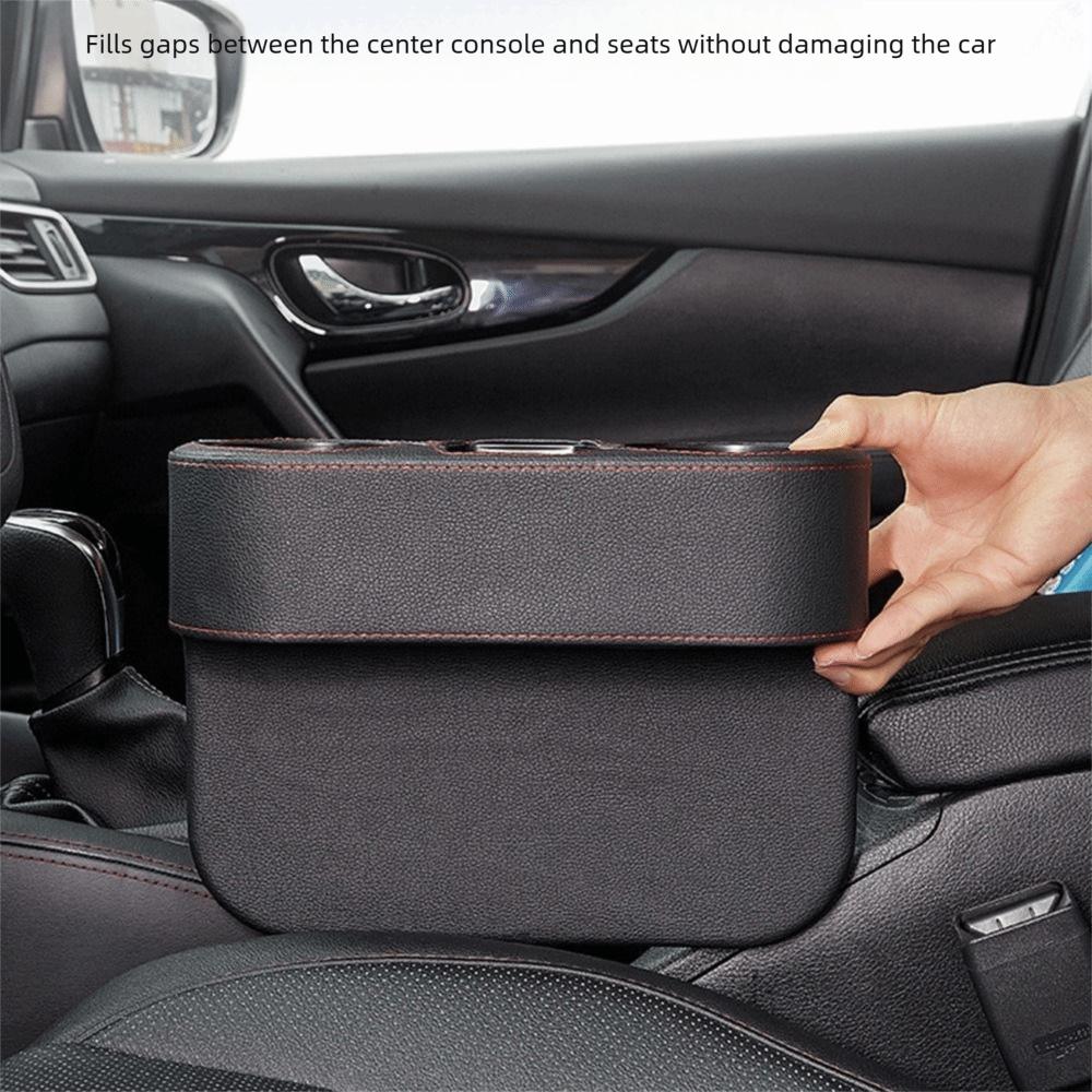Multifunctional Car Leather Cup Holder PU Leather Gap Filler Storage Box  Truck Interior