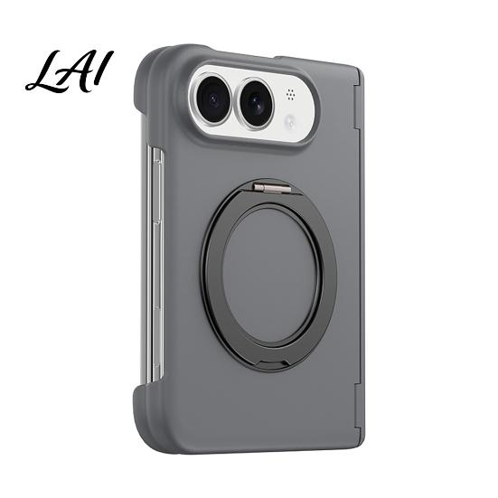 Shockproof Matte Shell with Ring Stand Case for Phone Magnetic Folding IPhoneDuo Hands Free Viewing 360 Degree Full Protection Rotating Stand