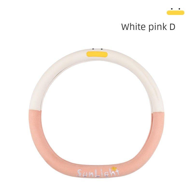 Car Steering Wheel Cover for All Seasons, Cute Cartoon Style for Men and Women, Popular D-Shaped Anti-Slip and Sweat-Absorbent Summer Handlebar Cover