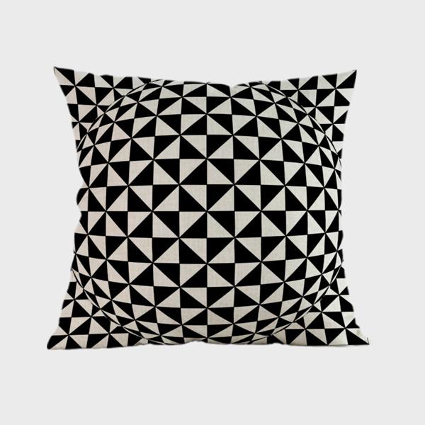 Black Circular Abstract Geometric Cushion Cover Vintage Religion Style Cotton Linen Sofa Decoration Throw Pillow Case Cojines