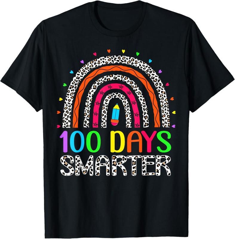 100 Days Smarter Rainbow Cute School Teacher Gift Unisex T-Shirt