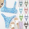 European & American Style High-Waisted Multi-Color Printed Bikini Swimsuit