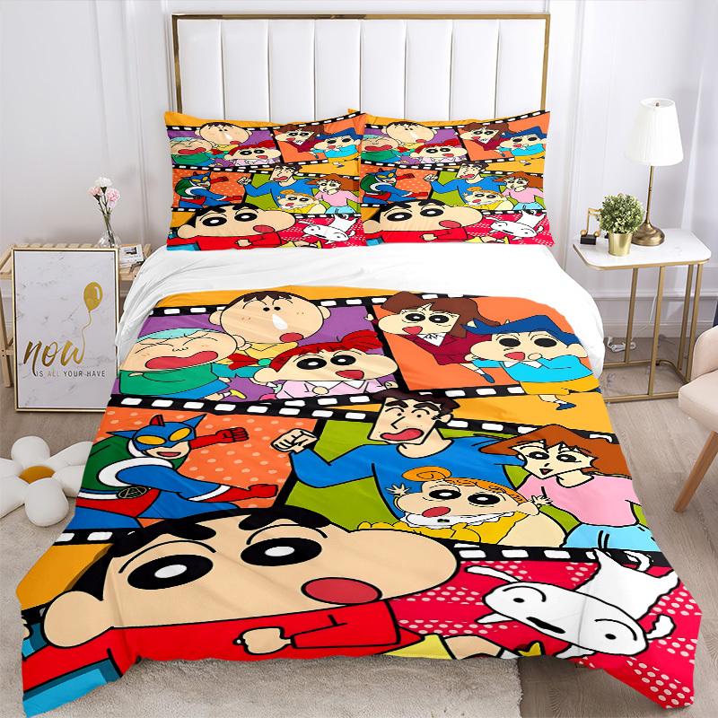 3pcs Crayon Shin-chan Bedding Set. Soft and Comfortable with No Core Included (1x Duvet Cover + 2x Pillow Covers) yy251031043