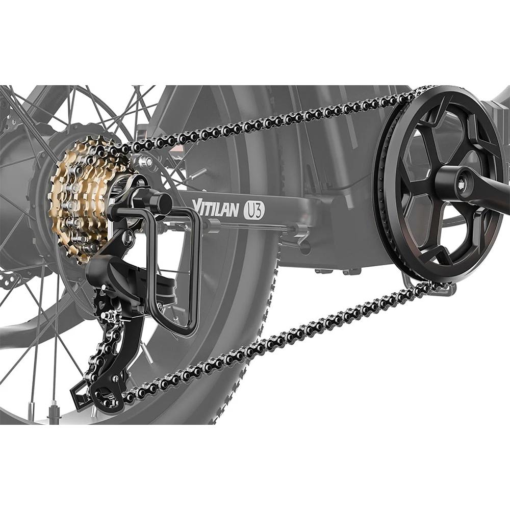 Электровелосипед Vitilan U3 с мотором 750 Вт, колеса 20"x 3" CHAOYANG с защитой от проколов, широкие покрышки, аккумулятор 48 В 13 Ач, для взрослых, 7 скоростей, зеленый
