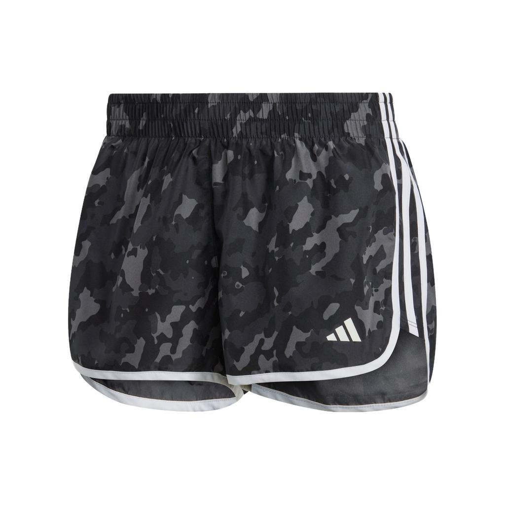 Adidas Logo Print Camouflage Stripe Mid-Waist Sports Shorts Women Bottoms Carbon-Black HM4249