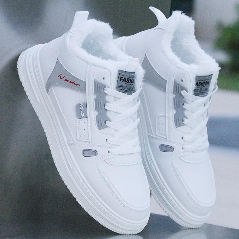 Shoes men's spring new white leather high-top shoes casual board shoes platform men's sports shoes
