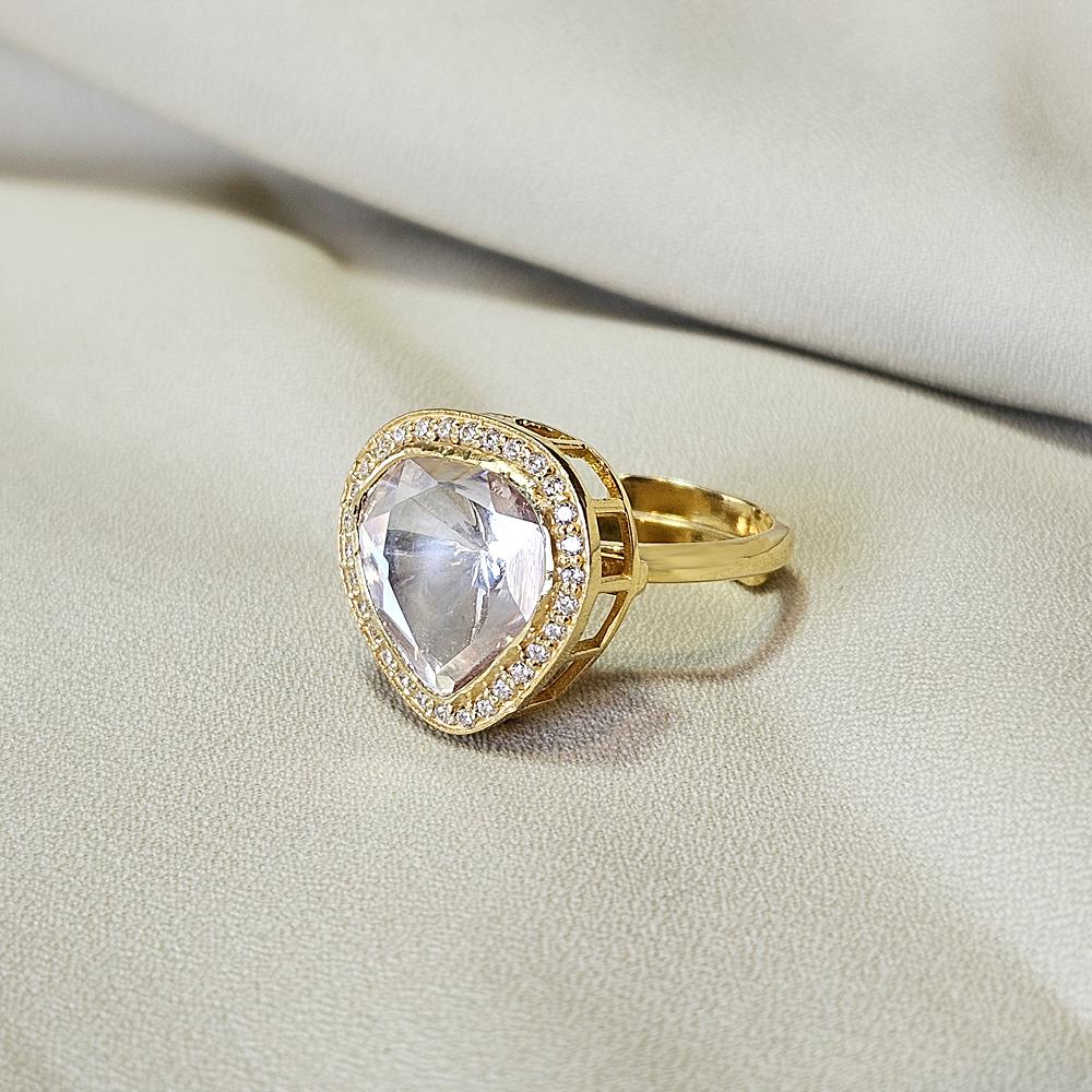 Arisha Silver Позолоченное кольцо из стерлингового серебра 925 пробы, украшения ручной работы из кундан с муассанитом и кубическим цирконием для женщин, индийские украшения