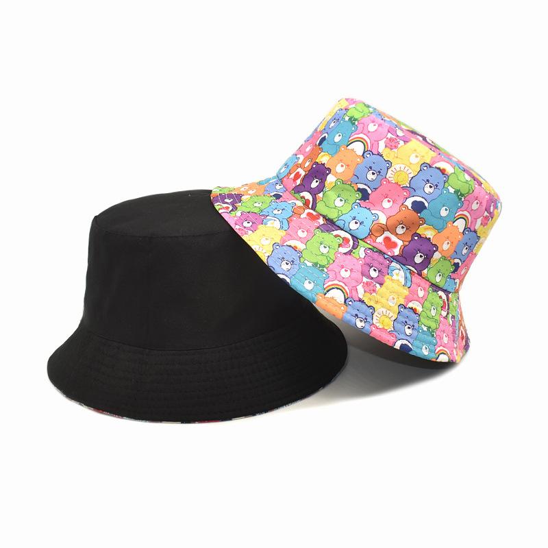 New Cute Cartoon Care Bears Fisherman's Hat Sunscreen Double Sided Basin Hat Men's and Women's Outdoor Travel Sunshade Hats