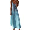 Women's Ladies Plus Size Loose Stripe Sleeveless V-Collar Long Dress Maxi Dress