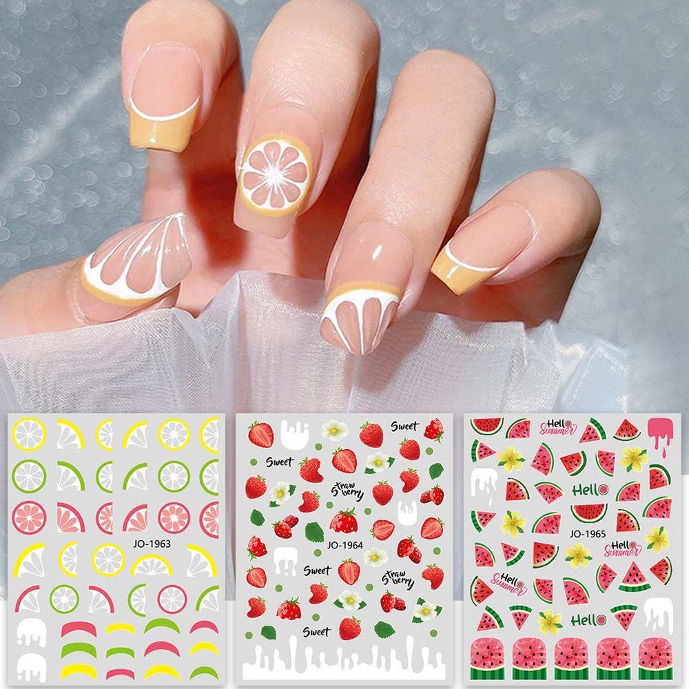 Decoration Transfer Slider Watermelon Nail Decal Peach Nail Foil Cherry Pattern Fruit Nail Sticker