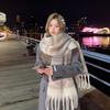 Maillard plaid scarf, high-end women's autumn and winter scarf, thickened atmosphere, warm and versatile shawl