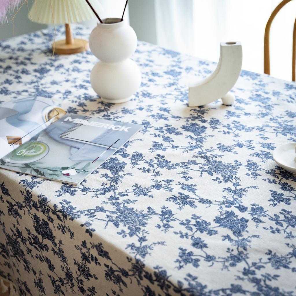 Customizable Floral Tablecloth with Lace Trim,Rectangular Dinner Table Cover,for Kitchen Dinning Tabletop,Home Parties Decor